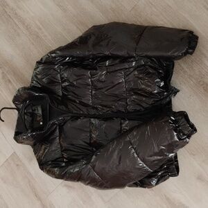 Shiny Black Women's Puffer Jacket